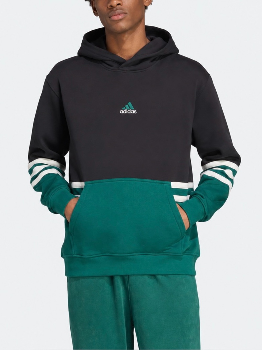 NWT adidas Originals Archive Cutline Fleece Hoodie Men’s 2XL Black Green